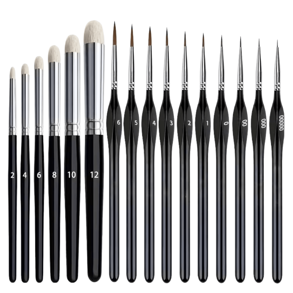 Loaded Dice Essentials - 16pcs Miniature Paint Brush Set
