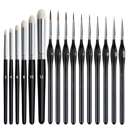 Loaded Dice Essentials - 16pcs Miniature Paint Brush Set